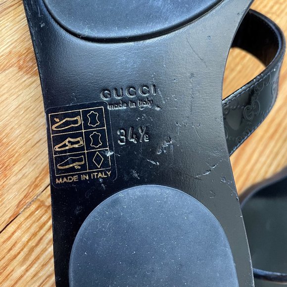 Gucci Black Vernice Crystal Thong Sandal Size 34.5 - Picture 10 of 11